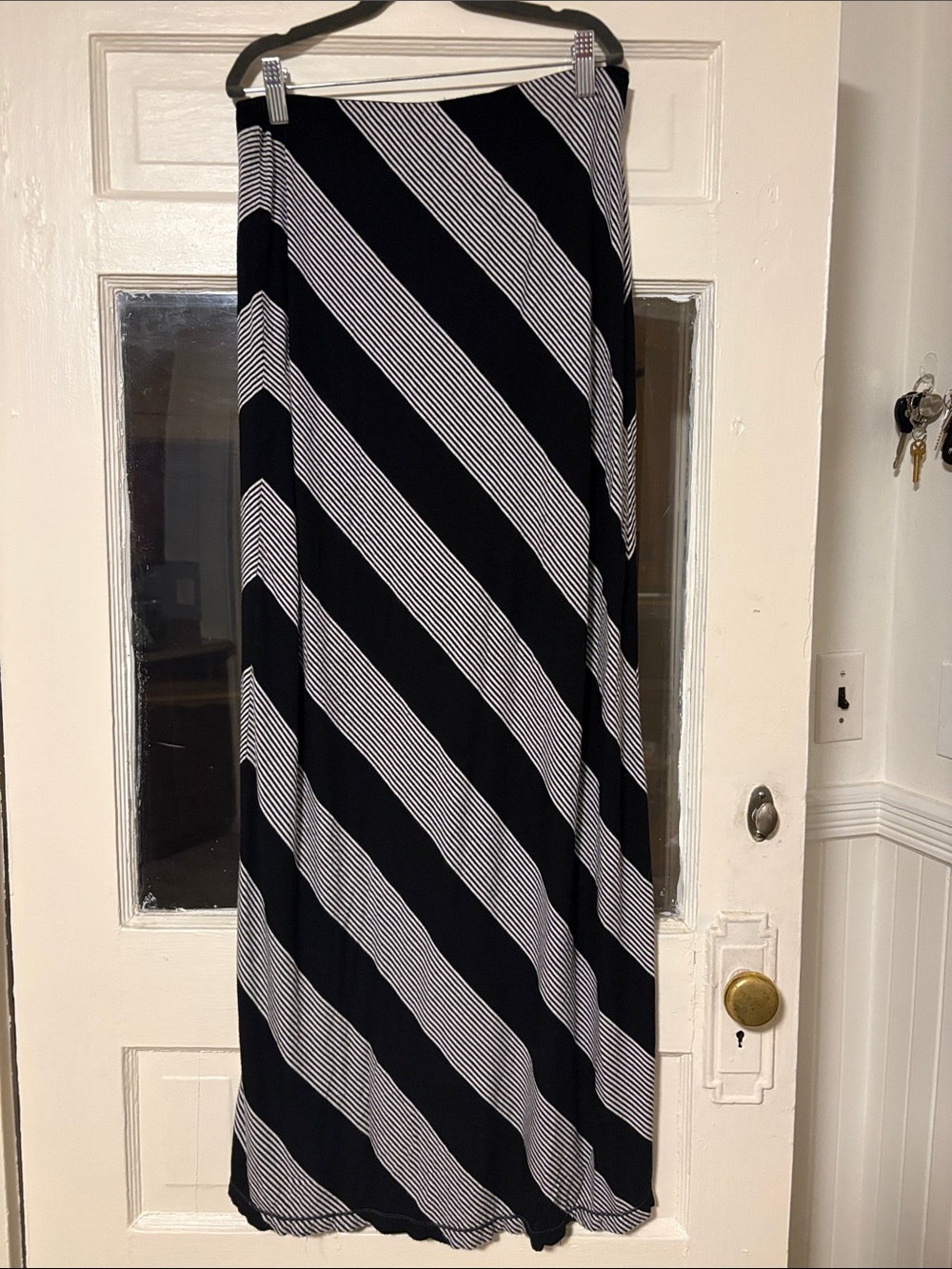 Max Studio Black and White Striped Maxi Skirt